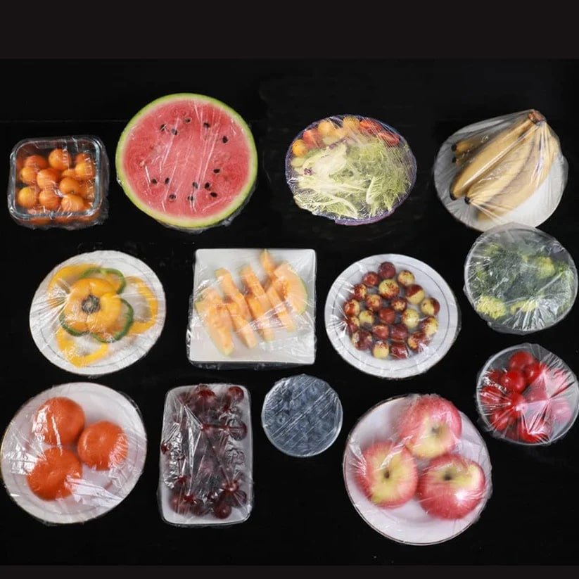 أغطية بلاستيكية لحفظ الطعام - 100 قطعة - متجر رحلة